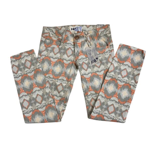 Jolt Jeans Women's Size 1 Low Rise Skinny Groovy Pattern Light Colors Stretch - Picture 1 of 8